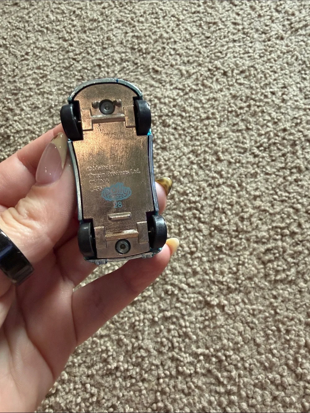 Selby Teal Convertible Toy Car with Pink Accents